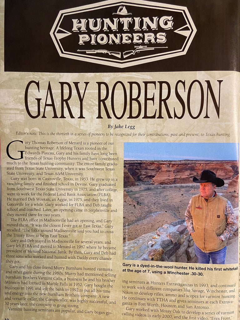 Gary Roberson selected by Texas Trophy Hunters as a Hunting Pioneer